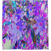 紫トリップ（幻覚体験）のようなとマゼンタの野カラフル花 シャワーカーテン (正面)