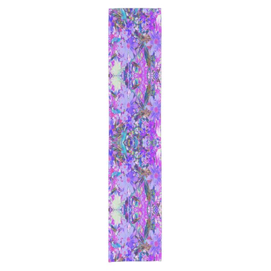 紫トリップ（幻覚体験）のようなとマゼンタの野カラフル花 ショートテーブルランナー (正面)