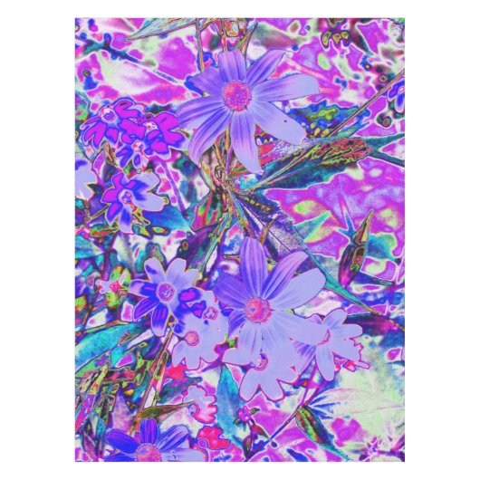 紫トリップ（幻覚体験）のようなとマゼンタの野カラフル花 テーブルクロス (正面)