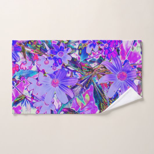 紫トリップ(幻覚体験)のようなとマゼンタの野カラフル花 ハンドタオル (ハンドタオル)