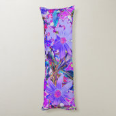 紫トリップ（幻覚体験）のようなとマゼンタの野カラフル花 ボディピロー (裏面 (縦))