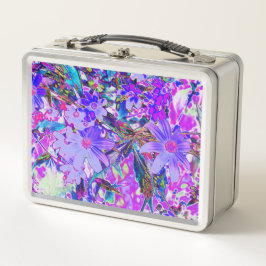 紫トリップ（幻覚体験）のようなとマゼンタの野カラフル花 メタルランチボックス