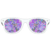 紫トリップ（幻覚体験）のようなとマゼンタの野カラフル花 レトロサングラス (正面)