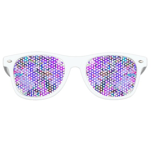 紫トリップ(幻覚体験)のようなとマゼンタの野カラフル花 レトロサングラス (正面)