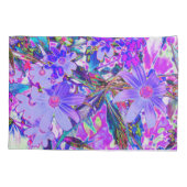 紫トリップ（幻覚体験）のようなとマゼンタの野カラフル花 枕カバー (裏面)