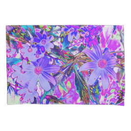 紫トリップ（幻覚体験）のようなとマゼンタの野カラフル花 枕カバー