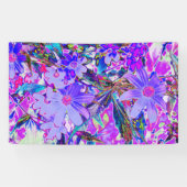 紫トリップ（幻覚体験）のようなとマゼンタの野カラフル花 横断幕 (横)