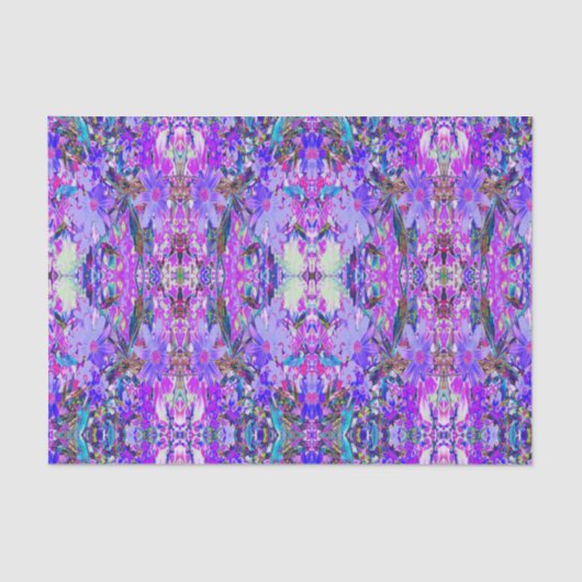 紫トリップ（幻覚体験）のようなとマゼンタの野カラフル花 薄葉紙 (正面)