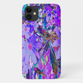 紫トリップ(幻覚体験)のようなとマゼンタの野カラフル花 iPhone 11 ケース