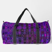 紫トリップ（幻覚体験）のようなと黒のレトロ原子 ダッフルバッグ (裏面)