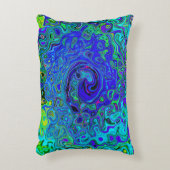 紫トリップ（幻覚体験）のような青抽象芸術レトロ液スワール アクセントクッション (正面(垂直))
