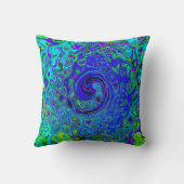 紫トリップ(幻覚体験)のような青抽象芸術レトロ液スワール クッション (裏面)