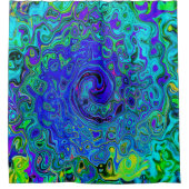 紫トリップ(幻覚体験)のような青抽象芸術レトロ液スワール シャワーカーテン (正面)