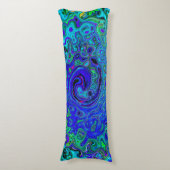 紫トリップ（幻覚体験）のような青抽象芸術レトロ液スワール ボディピロー (正面縦)