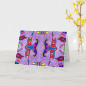 紫ドラゴングリーティングカード カード (黄色い花)