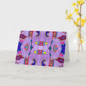 紫ドラゴングリーティングカード カード (黄色い花)