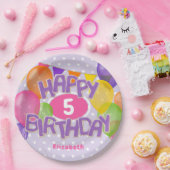 紫ハッピーバースデー切り出しCookie wバルーン ペーパープレート (パーティー)