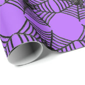 紫ハロウィーンの工芸品または贈り物のスパイダーウェブ ラッピングペーパー (ロールコーナー)