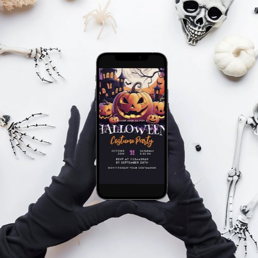 紫ハロウィーンの衣装パーティー 招待状