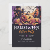 紫ハロウィーンの衣装パーティー 招待状 (正面)
