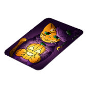 紫ハロウィーンウィッチキャットマグネット マグネット (左側)