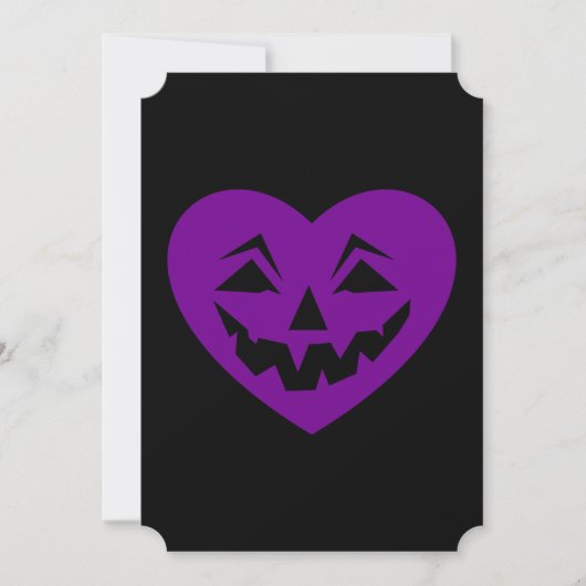 紫ハロウィーンハートゴシックのバレンタインデー 招待状 (正面)