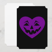 紫ハロウィーンハートゴシックのバレンタインデー 招待状 (正面/裏面)
