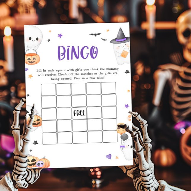 紫ハロウィーン小さなブベイビーシャワービンゴゲーム (Baby is Brewing Baby Shower Bingo Game)