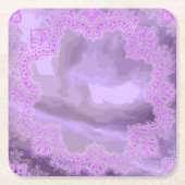 紫ハンカチ抽象芸術コースターセット6 スクエアペーパーコースター (正面)
