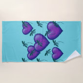 紫ハートとトンボビーチタオル ビーチタオル (正面)