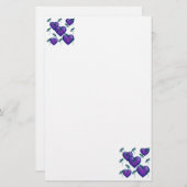 紫ハートとトンボ 便箋 (正面/裏面)