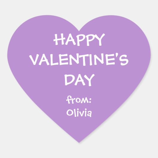 紫ハートのバパーソナライズされたレンタギフトラベル ハートシール (正面)