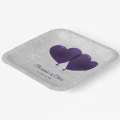 紫ハートバルーンウェディングシャワー紙プレート ペーパープレート (傾斜あり)