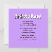 紫ハート(ゼブラ印刷パーティの招待状) 招待状 (裏面)