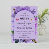 紫ハート 箔招待状 (立ち正面)