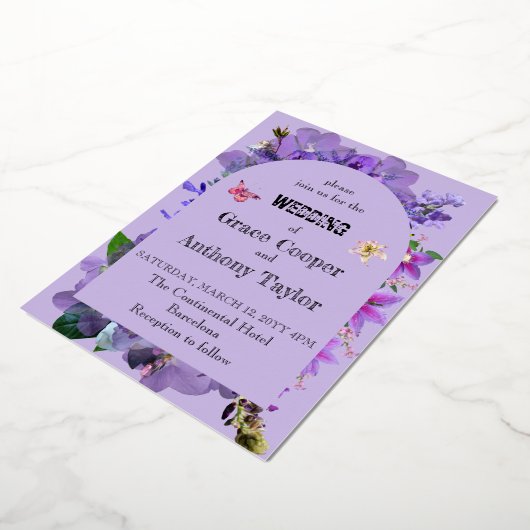 紫ハート 箔招待状 (回転した状態)