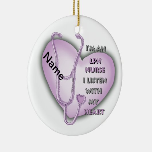 紫ハートLPNナースカスタムナースオーナメント セラミックオーナメント (右)