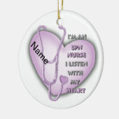 紫ハートLPNナースカスタムナースオーナメント セラミックオーナメント (左)