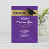 紫バイオレットと金ゴールドと卒業キャップパーティー 招待状 (スタンド正面)