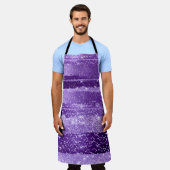 紫バイオレットアメジストストロークモダン紙吹雪 エプロン (着用した状態)