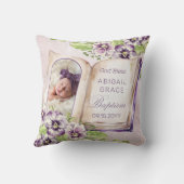 紫バイオレットアーチ写真ユニーク洗礼記念 クッション (裏面)