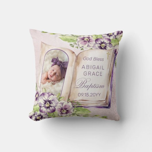 紫バイオレットアーチ写真ユニーク洗礼記念 クッション (正面)