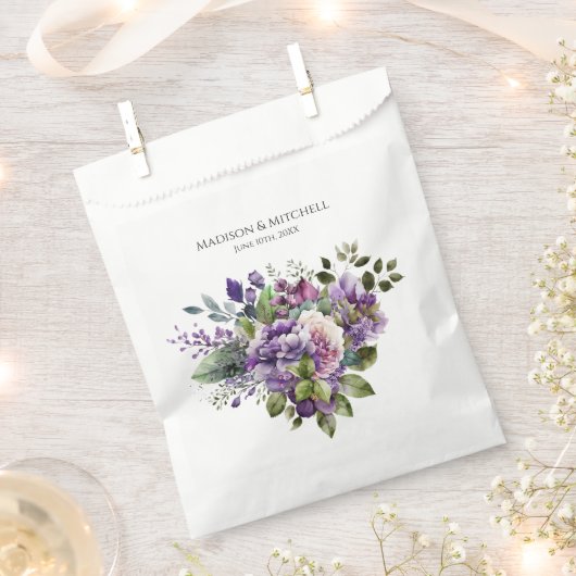 紫バイオレットカラーブーケ結婚ーズ フェイバーバッグ (クリップ留めされた状態)