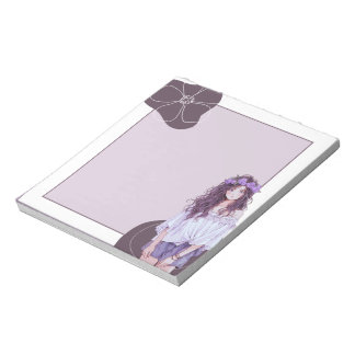 紫バイオレットシンプル可愛いアニメぼほメモ帳 ノートパッド