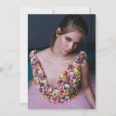 紫バイオレットフローラ幾何学写真キンセアニラ 招待状 (裏面)