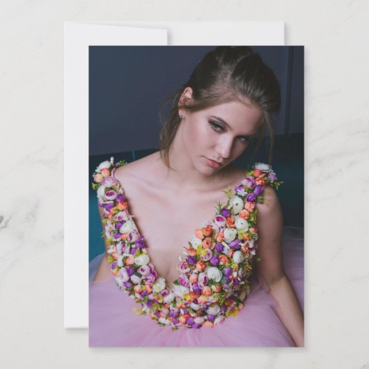 紫バイオレットフローラ幾何学写真キンセアニラ 招待状 (裏面)