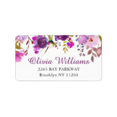 紫バイオレットフローラ水カラー差出人住所 ラベル (正面)