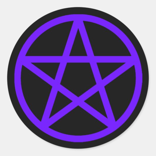 紫バイオレットブラック星形五角形シ無地のステッカー ラウンドシール (正面)