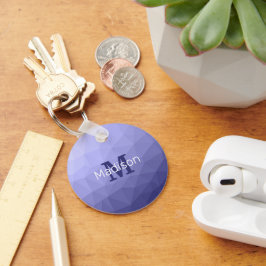 紫バイオレットブルーのメッシュグラデーションパターンモノグラム キーホルダー