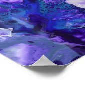 紫バイオレットブルー大理石抽象芸術流体アート ポスター (角)